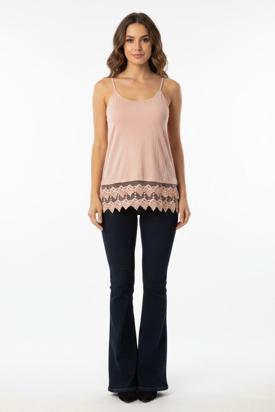 Back in The Saddle Peach Lace Cami Small